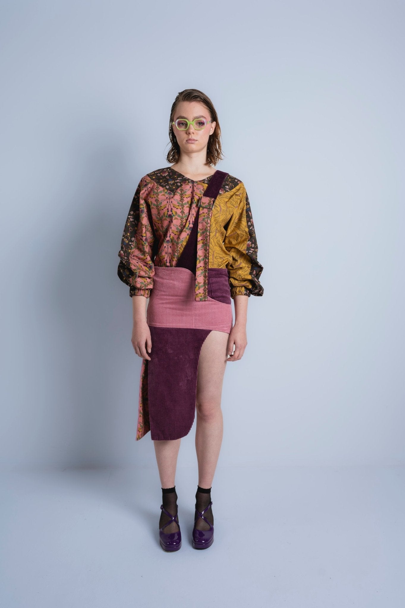 Ekvorna asymmetric corduroy strap skirt - AprilianEarthling