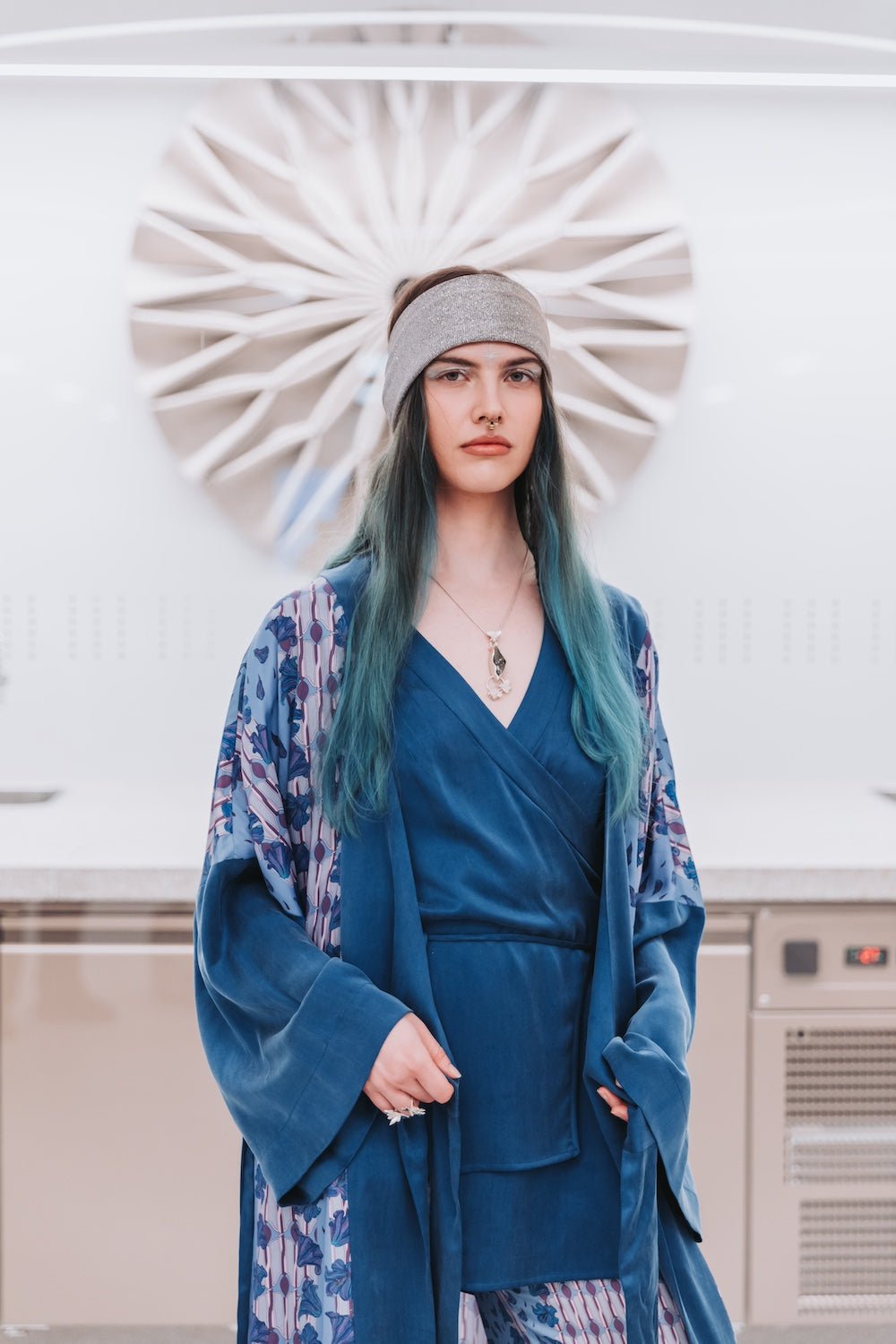 Moira Asymmetric Wrap Shirt in Blue - AprilianEarthling