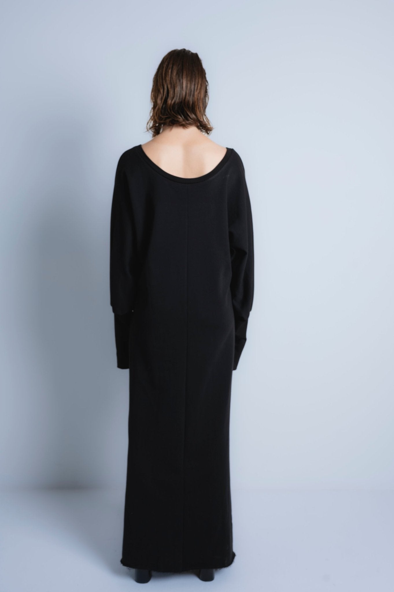 Psychopomp maxi sweatshirt dress in black AprilianEarthling Psychopomp maxi sweatshirt dress in black AprilianEarthling